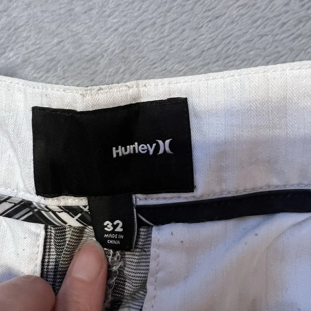 Hurley Plaid Cargo Shorts Mens Size 32 Cotton Blend‎